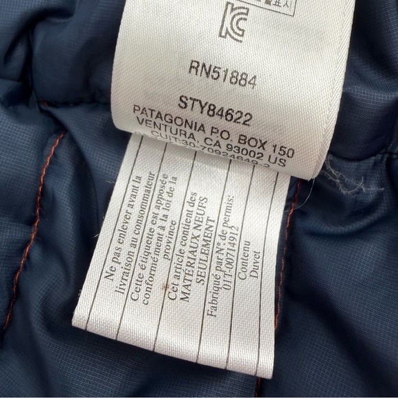 Patagonia Worn Wear Vest Mens XL Orange Down Sweater Full Zip 84622 STAINS - Picture 6 of 16